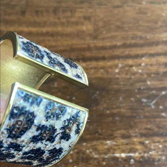 Leopard Print Gold Cuff Bracelet - Picture 3 of 7